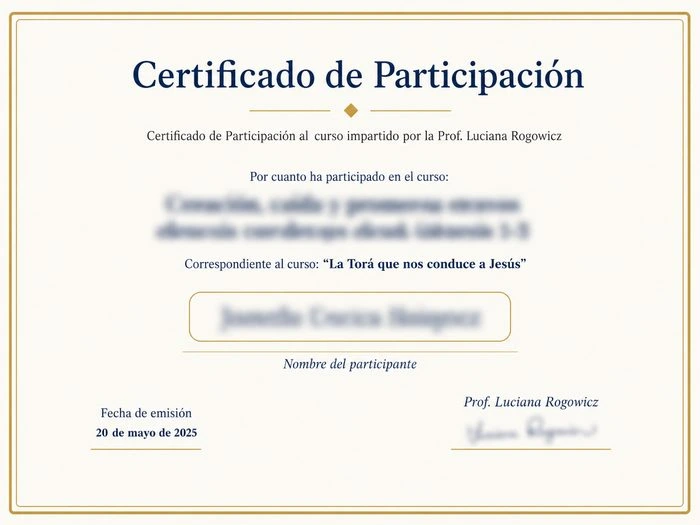 Muestra del certificado de participación
